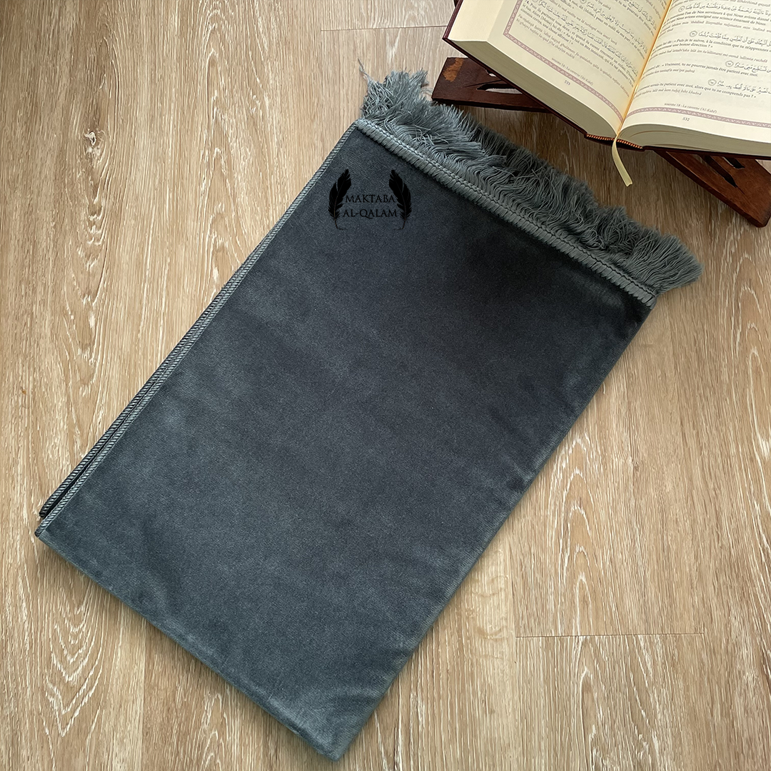 Tapis de Prière Velours Luxe couleur unie - BLEU ARDOISE