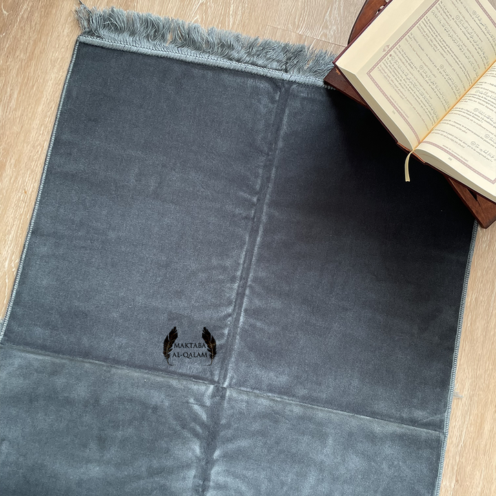 Tapis de Prière Velours Luxe couleur unie - BLEU ARDOISE