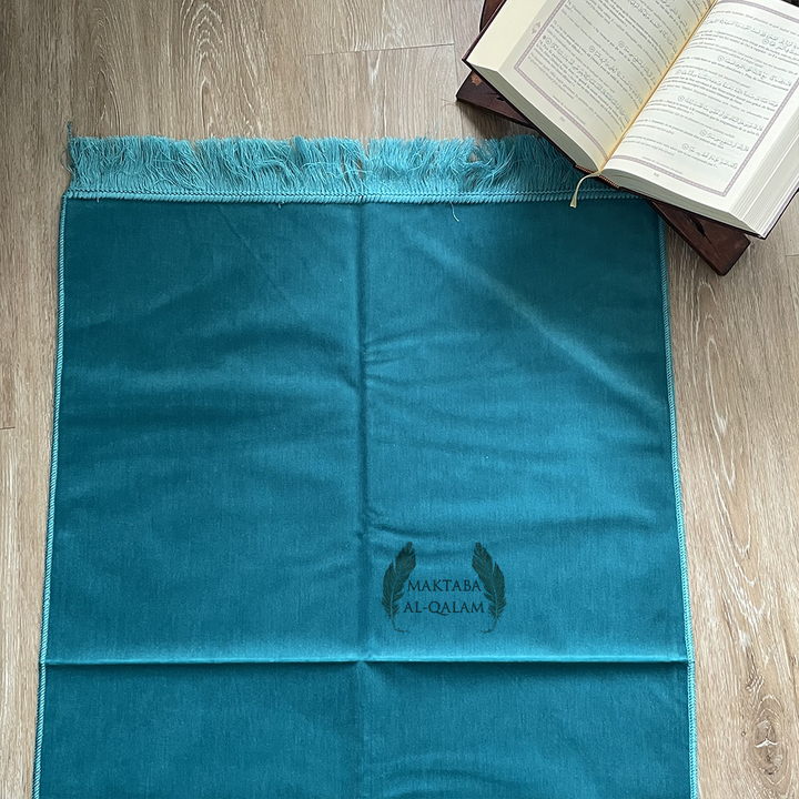 Tapis de Prière Velours Luxe couleur unie - BLEU TURQUOISE