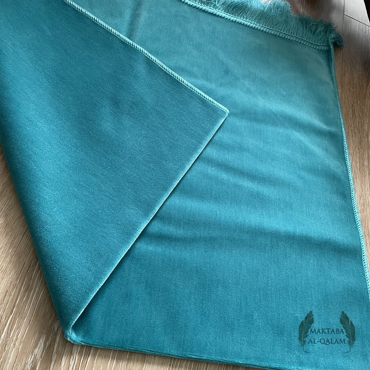 Tapis de Prière Velours Luxe couleur unie - BLEU TURQUOISE