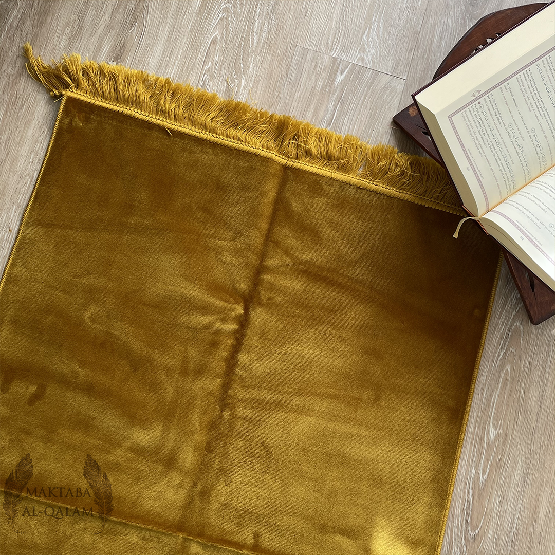Tapis de Prière Velours Luxe couleur unie - JAUNE DORÉE