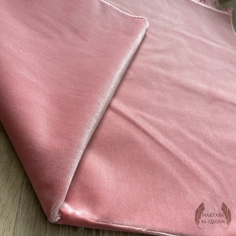 Tapis de Prière Velours Luxe couleur unie - ROSE PASTEL