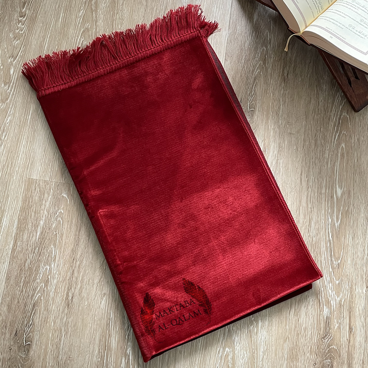Tapis de Prière Velours Luxe couleur unie - ROUGE ESPAGNE