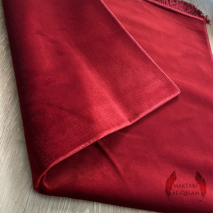 Tapis de Prière Velours Luxe couleur unie - ROUGE ESPAGNE