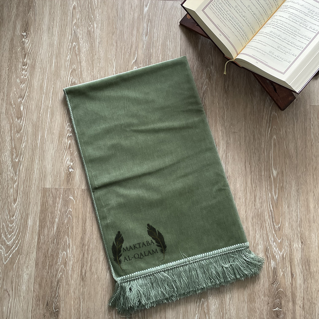 Tapis de Prière Velours Luxe couleur unie - VERT SAUGE