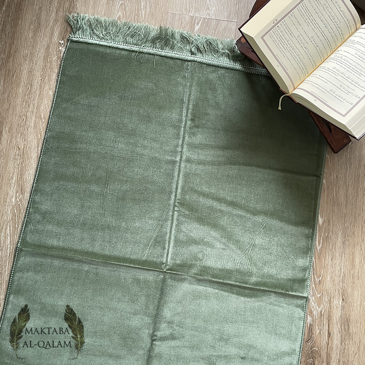 Tapis de Prière Velours Luxe couleur unie - VERT SAUGE
